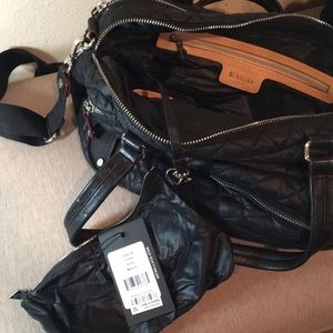 MZ Wallace Crosby black med w/red trim & silver